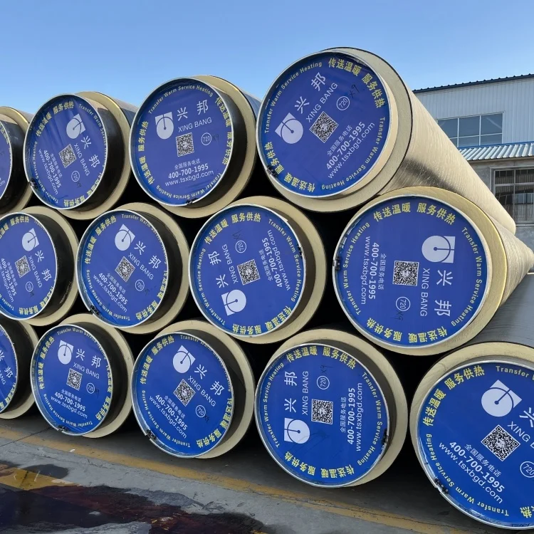 EN253 spraying wrap insulation pipeline pre insulated piping polyurethane foam thermal insulation steel pipe for hot water