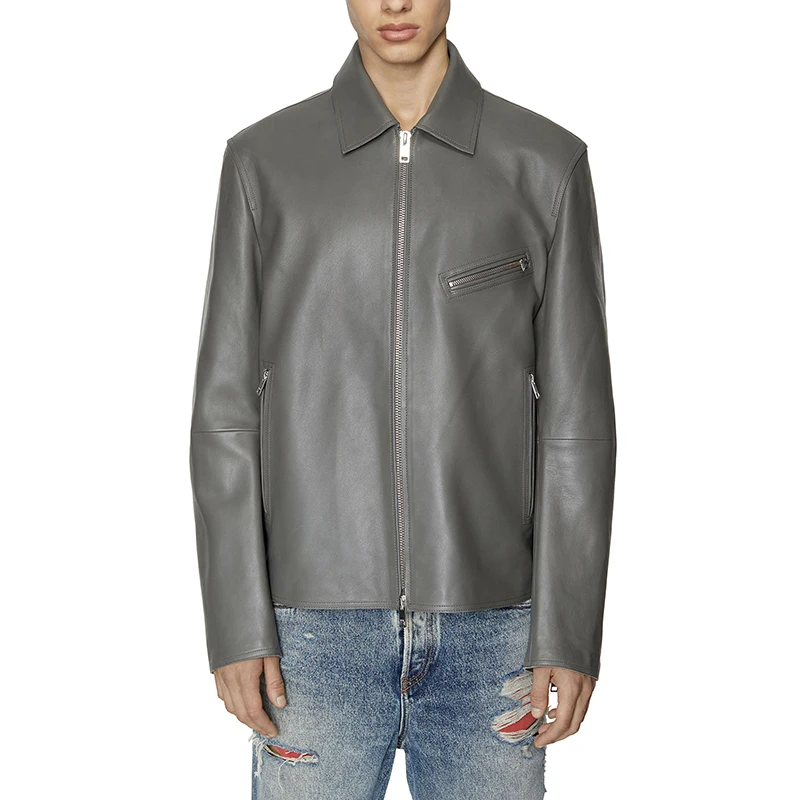 Wholesale Custom PU Motorcycle Zipper Leather Mens Jacket