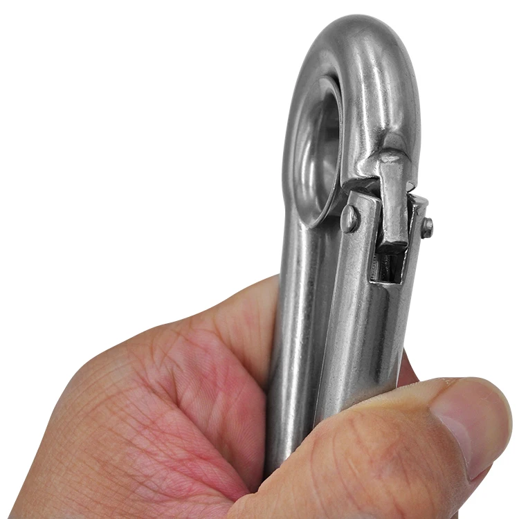 
5*50mm Snap Hook Stamped D-Ring Stainless Spring Steel Climbing Carabiner 