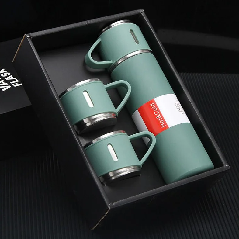 New Stainless Steel Vacuum Flask Travel Mug Set Sport Water Bottle Gift Box Set Large Capacity Travel Double Wall Vacuum Bottle