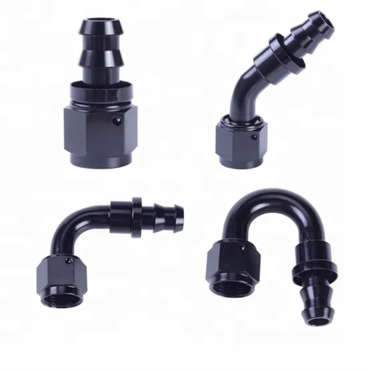 universal 90degree elbow 1/8 1/2 1/4 Male NPT Barb push on hose end polish aluminum AN ptfe tube swivel pipe straight fitting