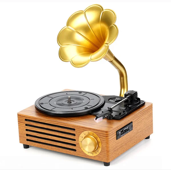 Turntable Large speaker vinyl record player Vintage Audio Gramophone Usb Sd Wireless connection Vinyl Record Player