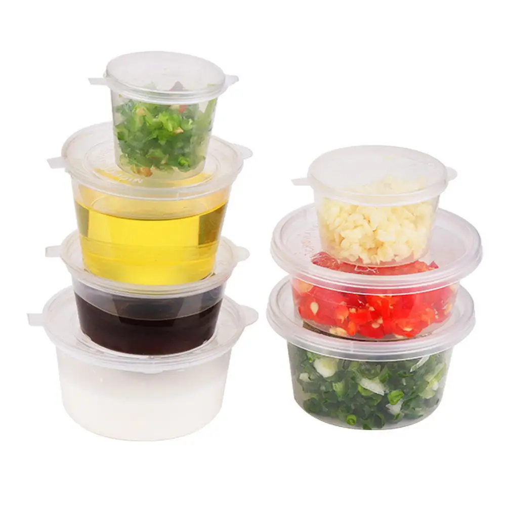 one-piece 2oz butter packaging biodegradable portion container round disposable pp plastic sauce cup with lid taste cup