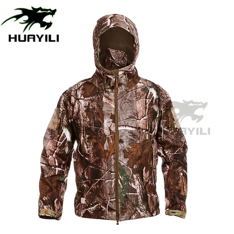 Custom Men 3 layer PTFE waterproof sublimation softshell jacket camouflage hunting jacket camo tactical softshell jacket
