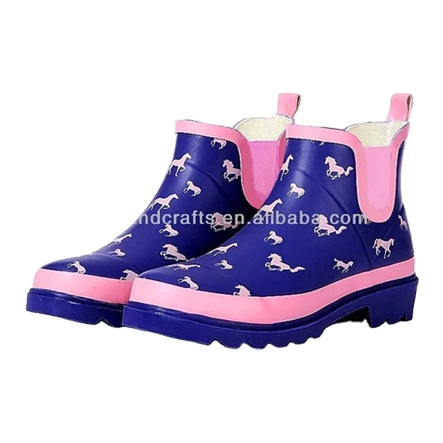 New style fashion horse design ankle garden rain boots for women