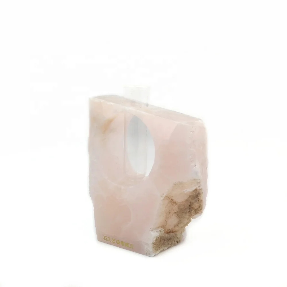 Nanwei Unique Decorative Pink Onyx Natural Surface Flower Vase