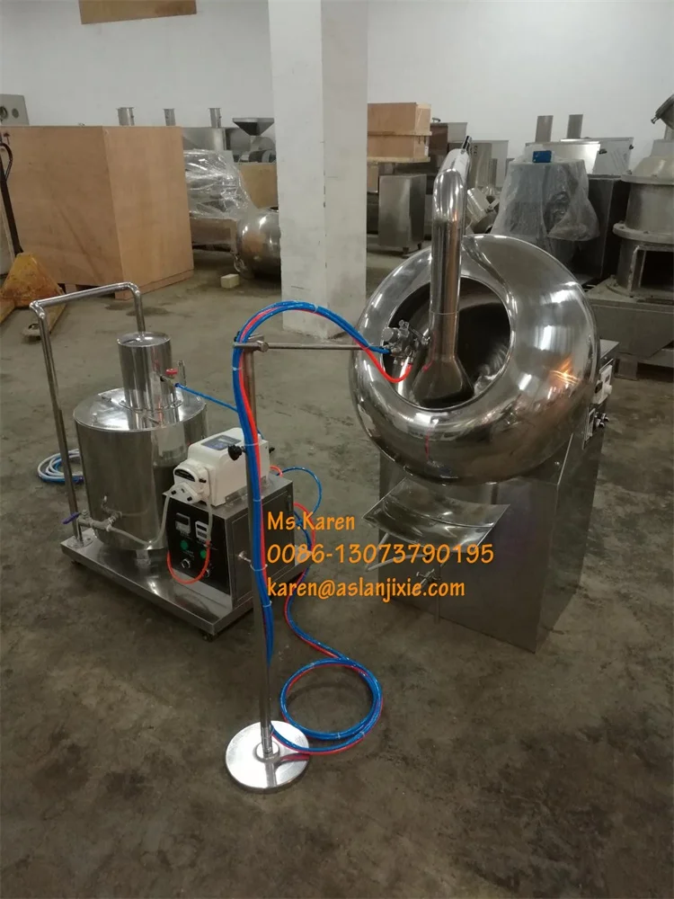 Automatic Tablet Film Coating Machine Snacks Chocolate Spraying Coating Machine