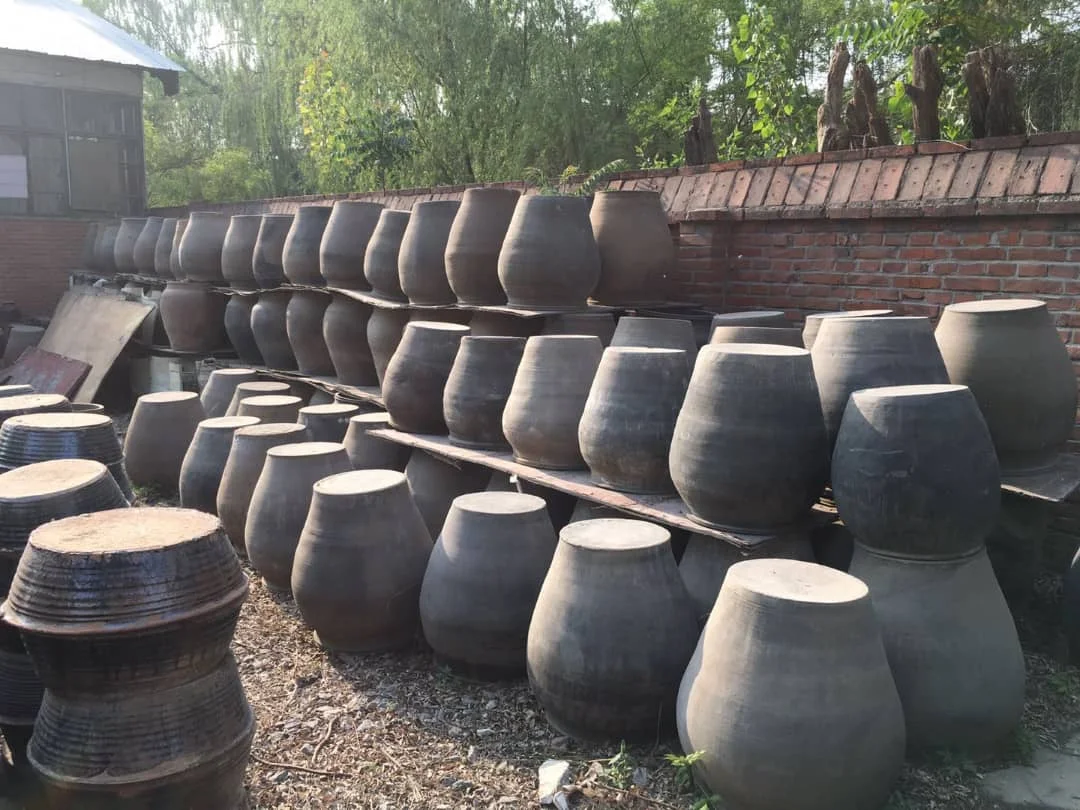 chinese antique pottery pots old original shanxi flower pots grey clay pots with ears