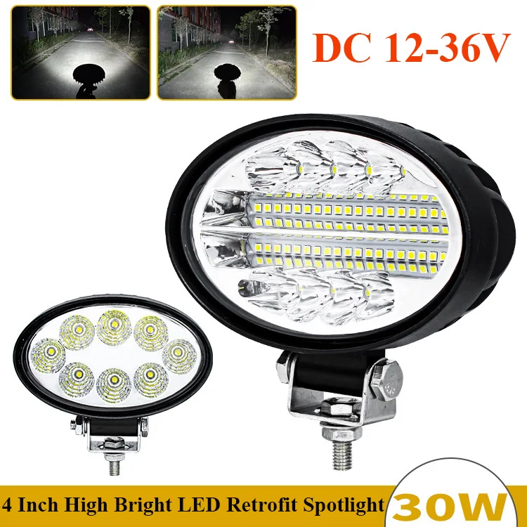 Led work Light oval Driving Lights 30W 55mm Led combo beam white waterproof Thickened shockproof For excavators loader
