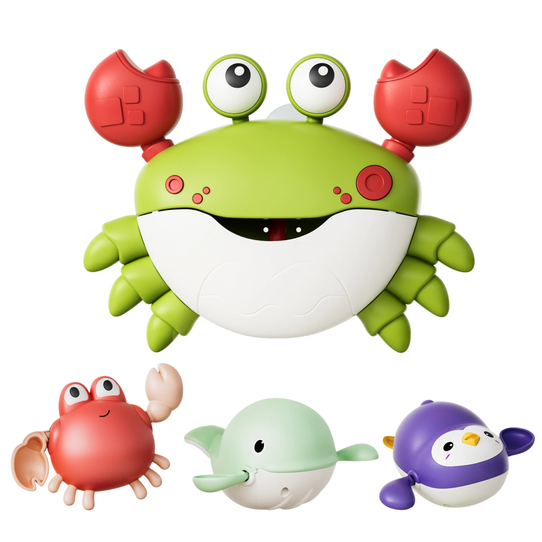 Tumama Kids Bubble Machine Bath Toys Electric Crab Musical Baby Bubble Maker for Toddler with Sensory Soft Wind-up Spinning Toys