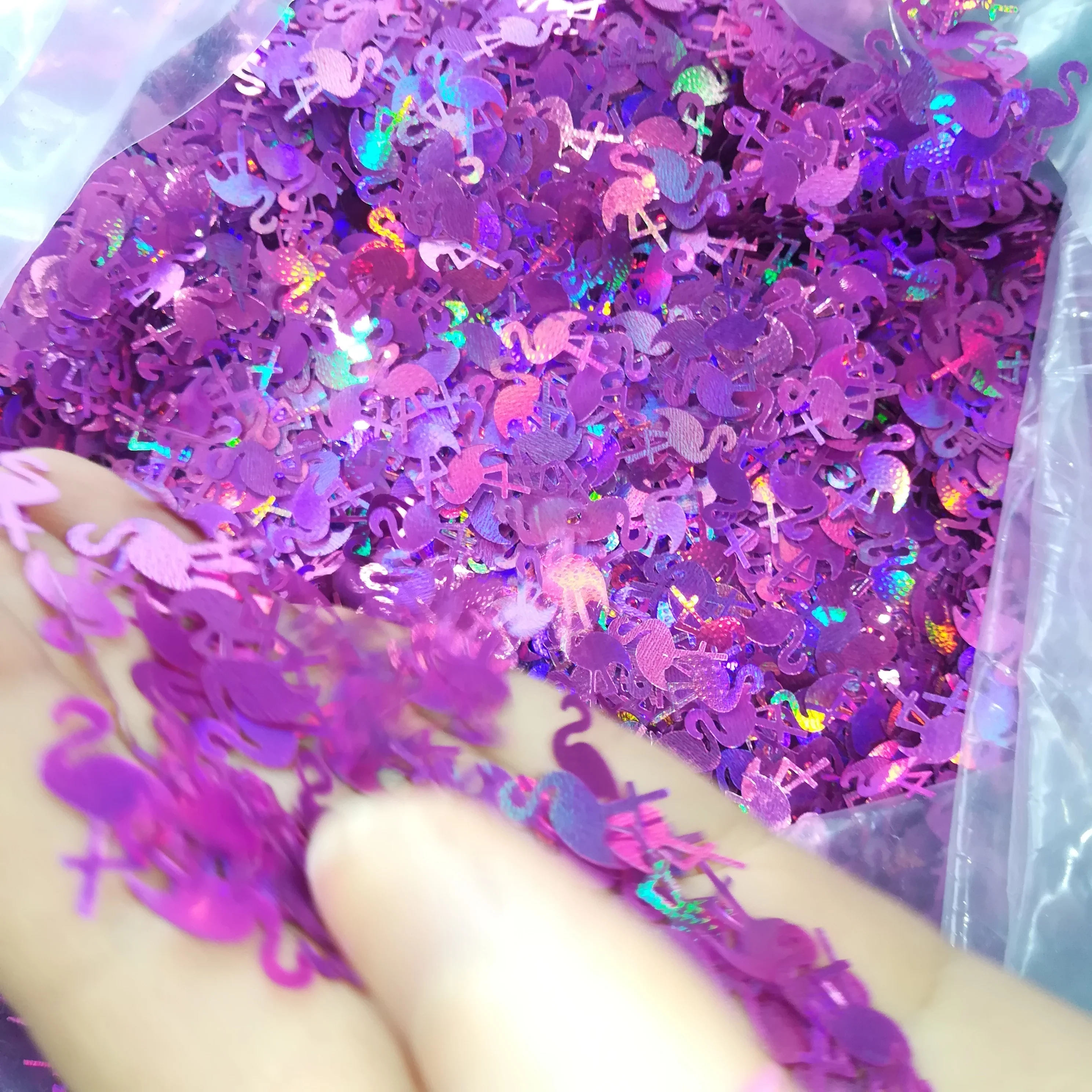 2021bulk! PET laser pink flamigo glitter flakes  for ornament clothes, shoes, decoration all festivals, Christmas ,wedding,etc