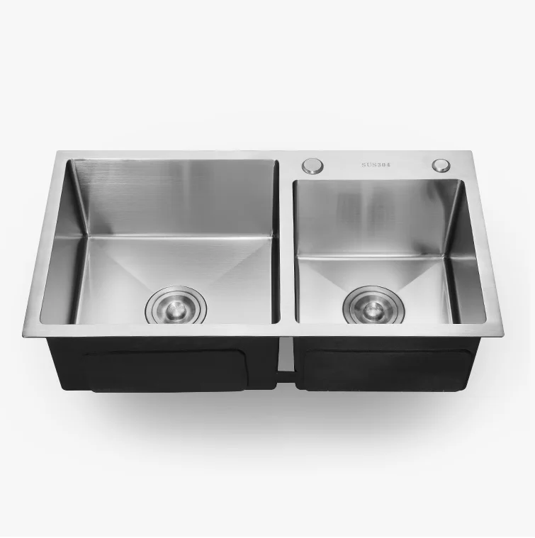 Holmine Customization high quality handmade Double Bowl 304 Stainless Steel Kitchen Sink for kitchen