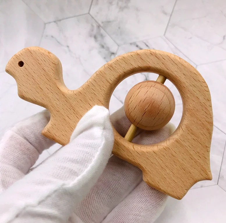 YDS Natural Safety Beech Wooden Rattles Animals Teething Toys