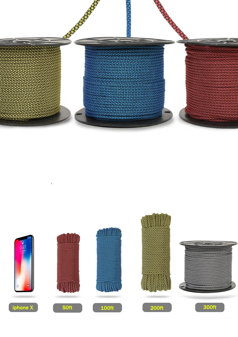 Wholesale 4mm Braid Polyester Parachute Cord 100ft 550 Paracord For Outdoor Camping