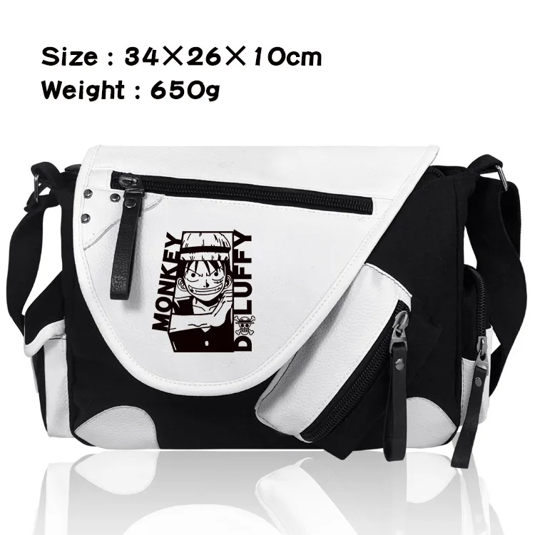 13 Designs Luffy Sanji Chopper Zoro PU Canvas Shoulderbag Cartoon Anime White and Black Backpack