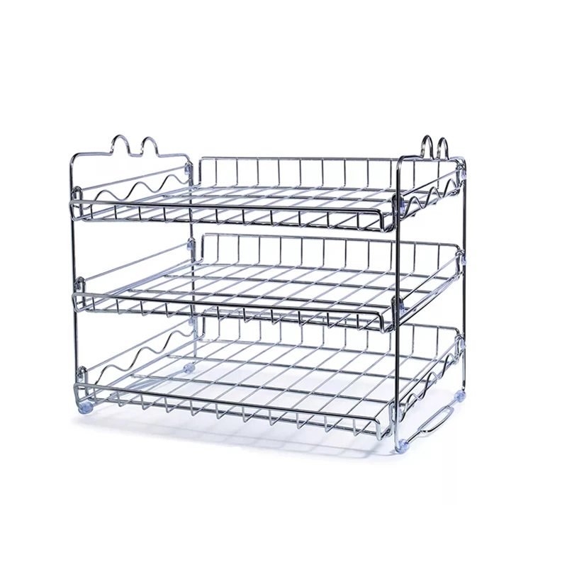 Three-tier storage rack Kitchen drop bottle storage rack Coke can storage metal basket kitchen supplies