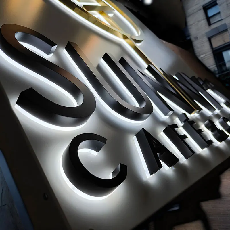 Storefront Led Sign Board Outdoor Shop Name Board Designs Acrylic Backlit Stainless Led Illuminated Letter Sign For Business