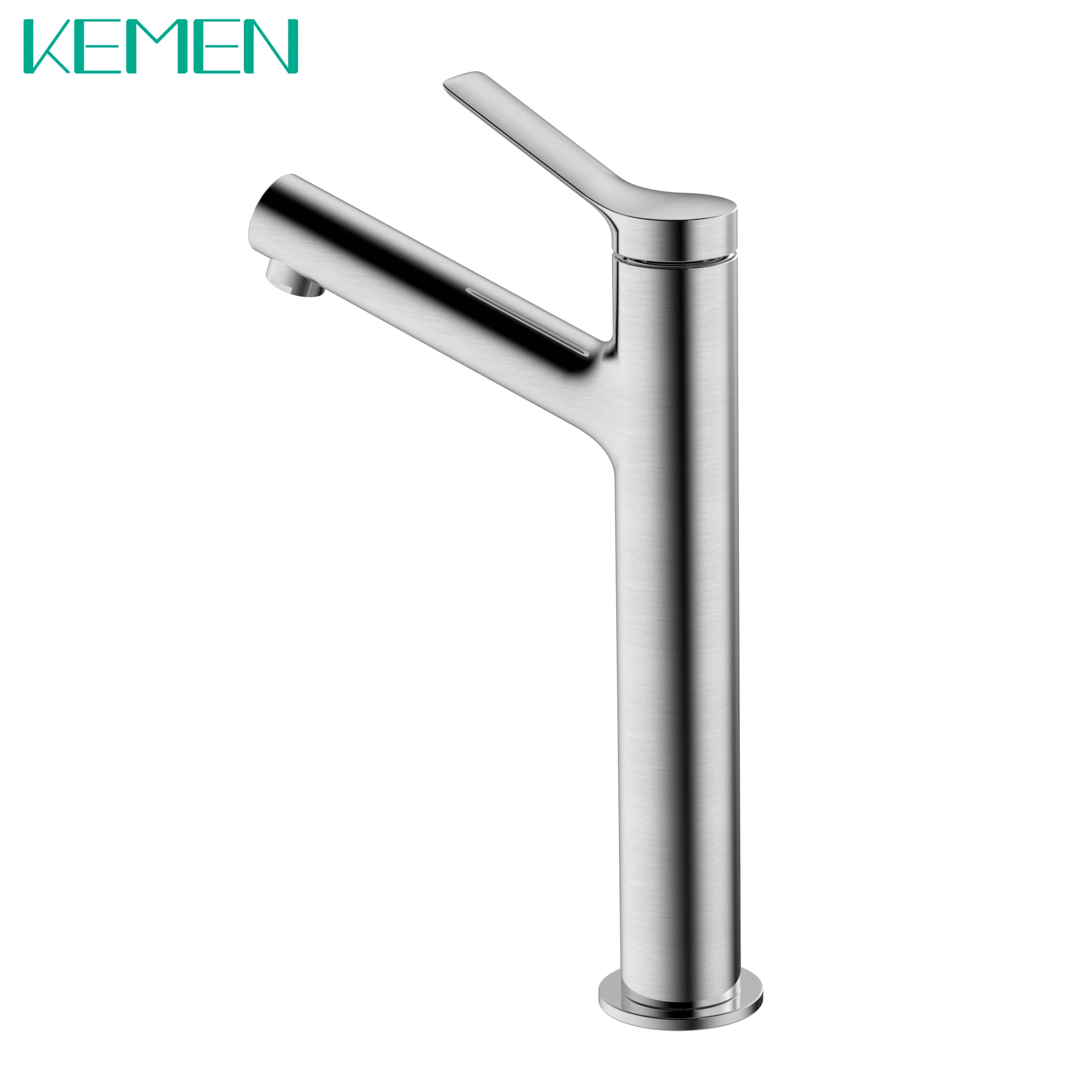 KEMEN Wholesale Single Hole Tall Bathroom Sink Faucet Stainless Steel Water Wash Basin Tap Mixer Faucet