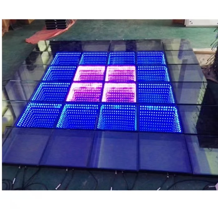 12W Light Up Dance Stage Waterproof  Tempered Glass Surface DJ Event Led Dance Infinity Mirror Floor Tiles