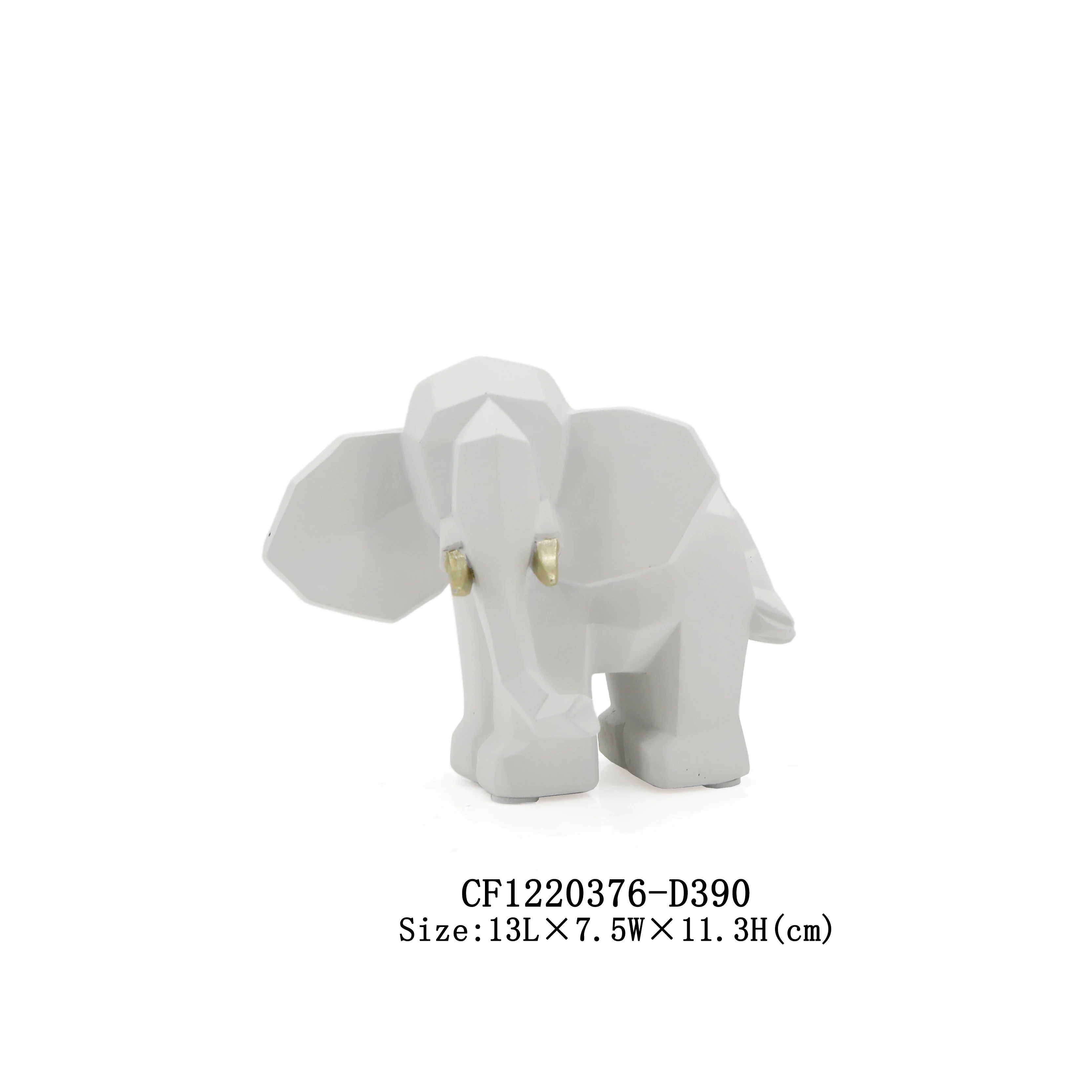 Artificial Animal White And Gold  Resin Elephants Statue Set of 3 Figurine For Desktop Home Decor