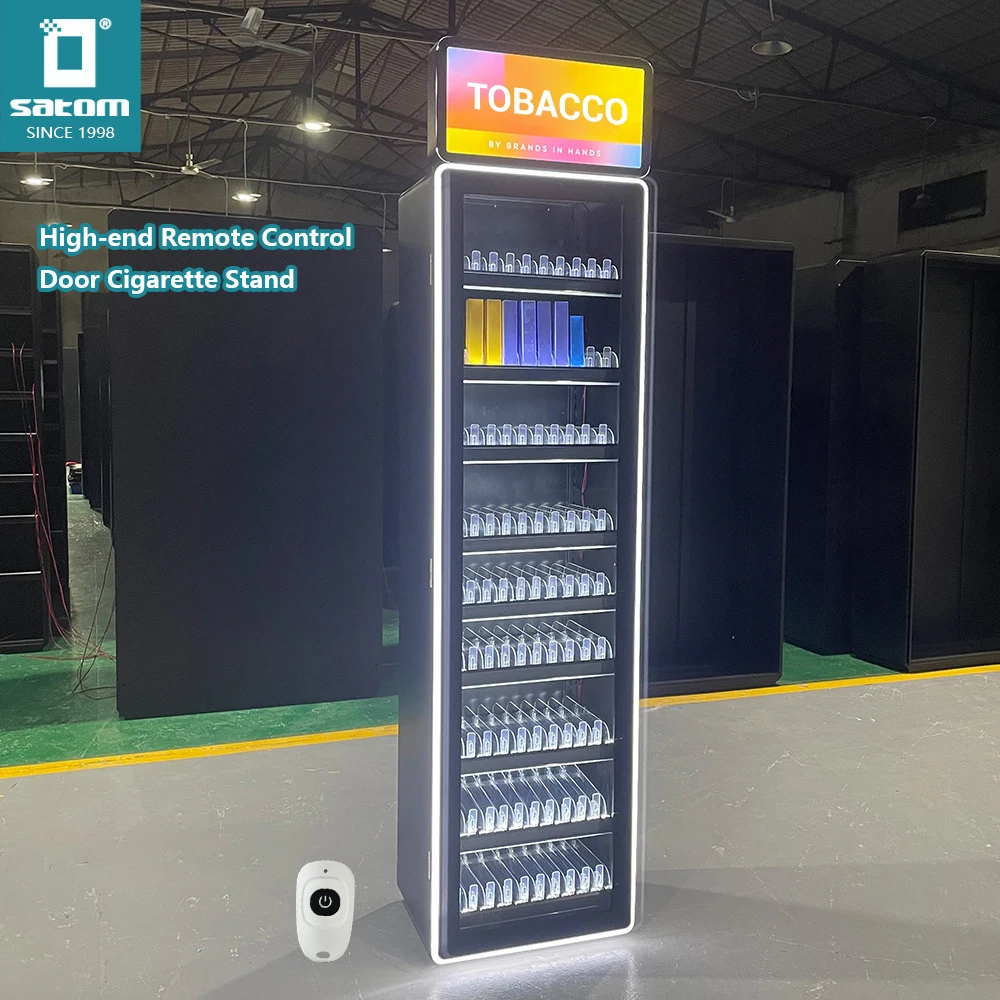 High-end Tempered Glass Door Cool Led Tobacco Cabinet Cigarette Rack Display Stand Cigarette Display