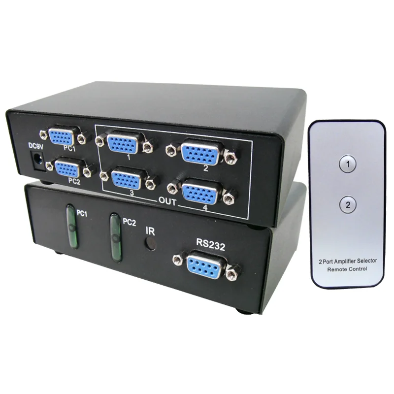 
VGA-401 Compact Design 350Mhz 4 In 1 Out 4 x 1 Video Selector Box Infrared Control 4 Port VGA Switch 