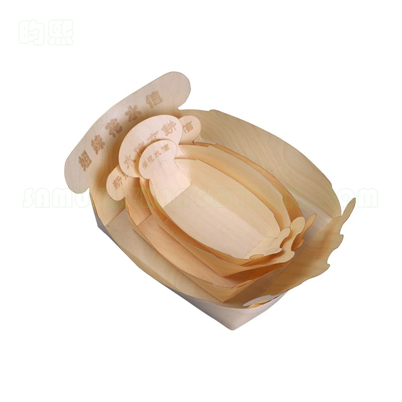 Leak Proof Birch Wood Disposable Sushi Boat