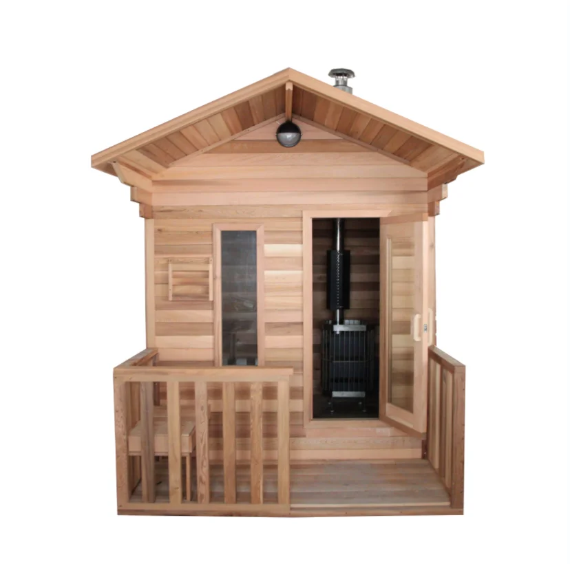 Canada Red Cedar Wood Outdoor Traditional Steam Sauna Room Luxury 6 Person Sauna Cabin