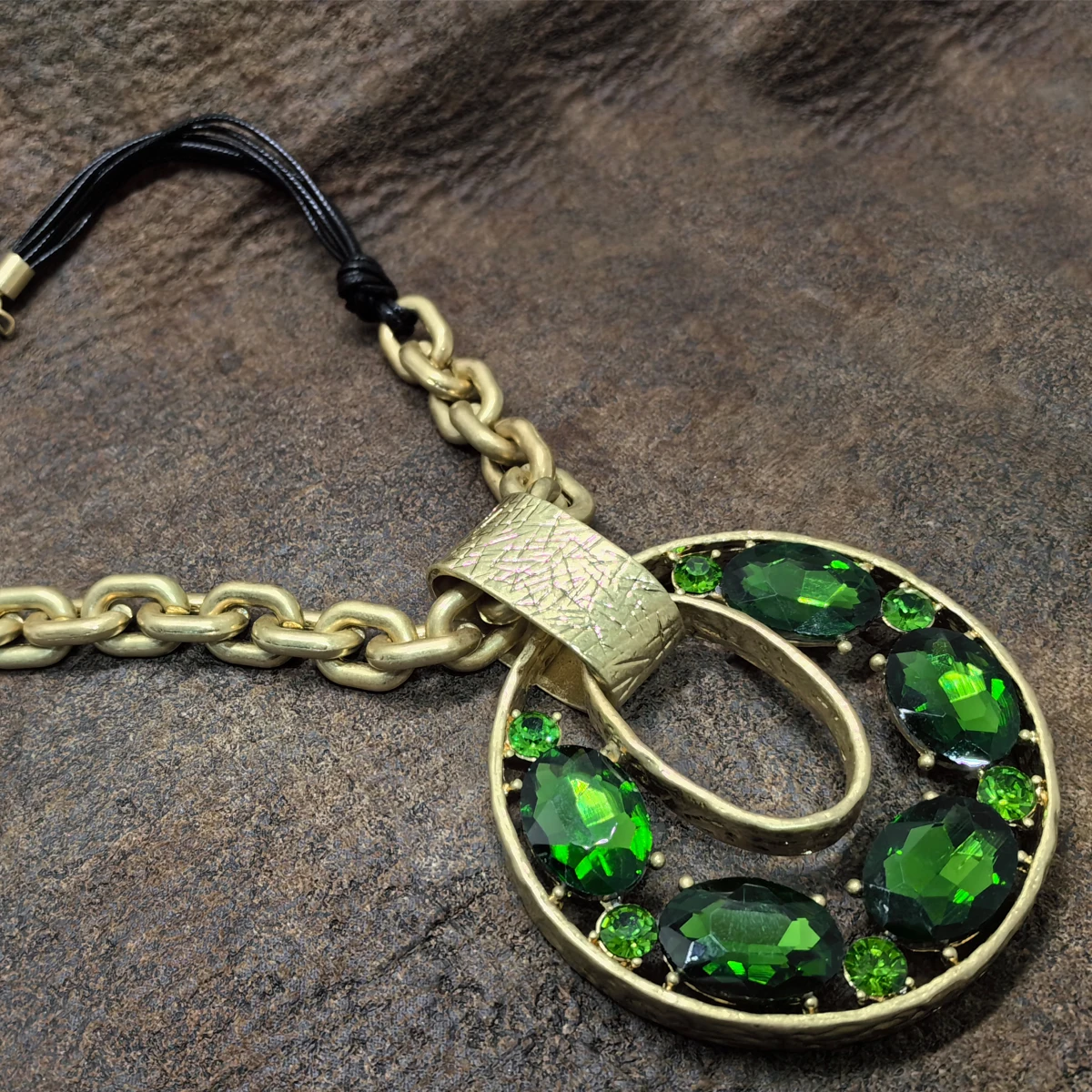 Vintage Chunky African Statement Necklace Long Colorful Rhinestone Crystal Big Round Hoop Pendant Necklace for Women