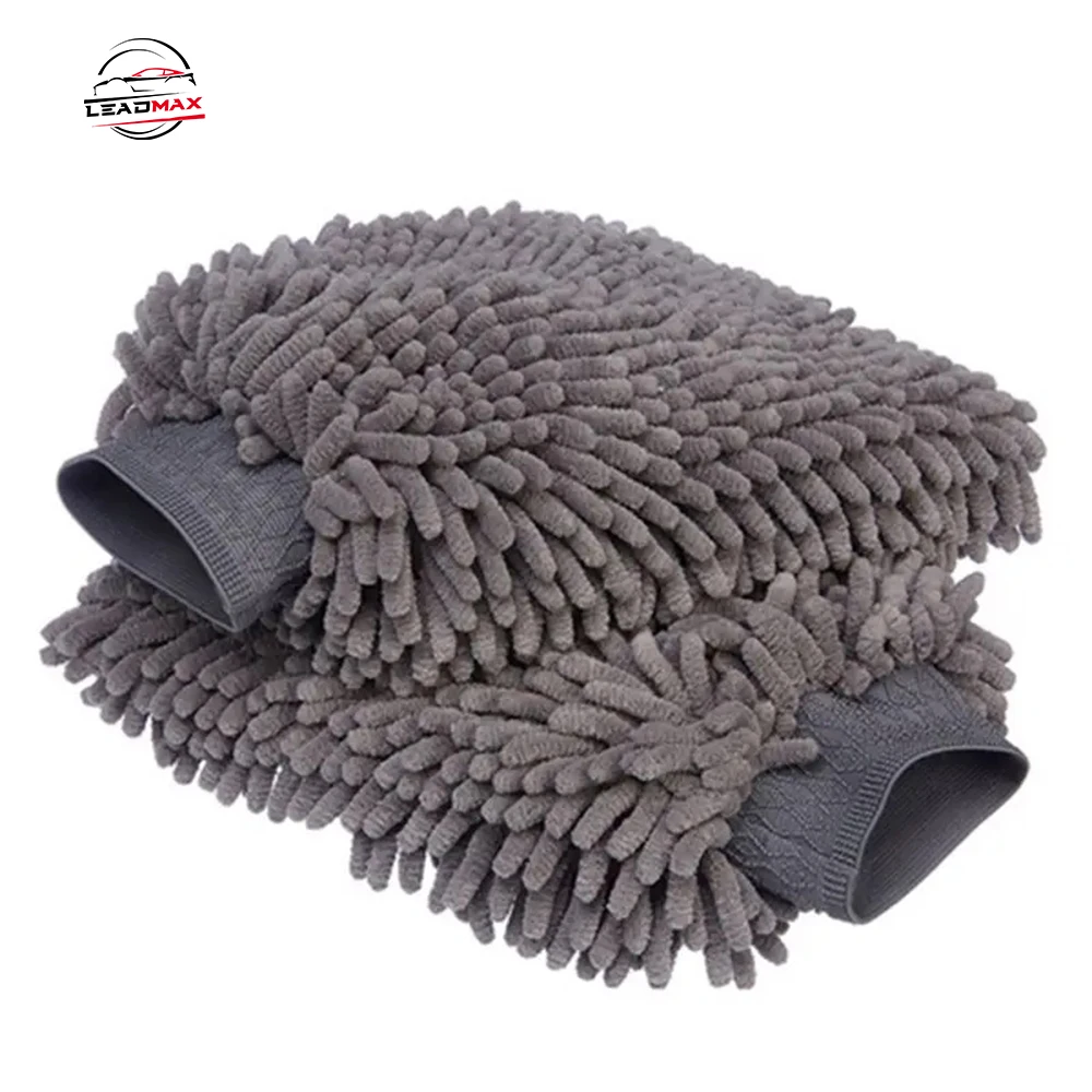 Waterproof Auto Cleaning Tool Microfiber Chenille Car Washing Mitts Car Detailing Cr Mitts Gloves CAR Wash Blue Durable 19*28CM