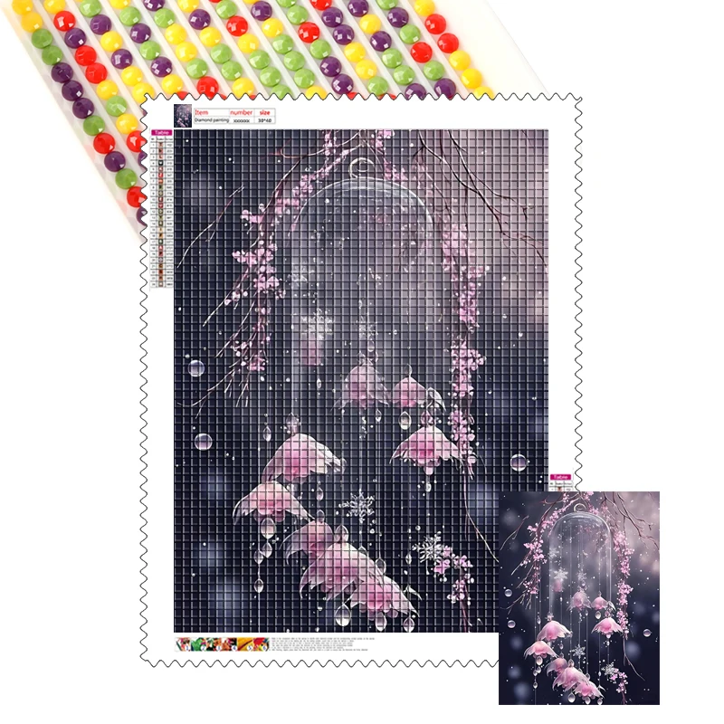 New Design 5d Diamond Painting Kit for Adults Water Bead Wind Chimes Printed Canvas DIY Art Craft Crystal Ab Drill Room Decor