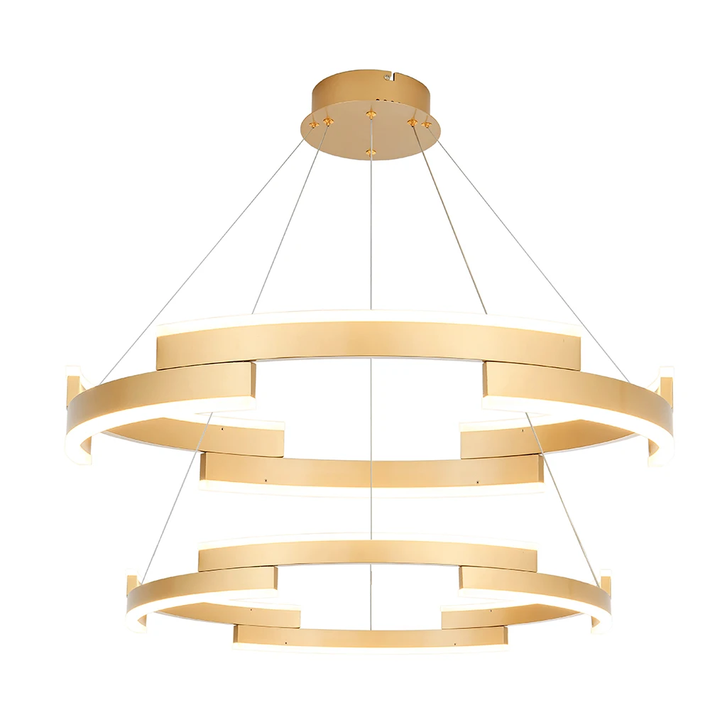 Nordic Style 2-Ring Cross-Set Pendant Light LED Acrylic Aluminum Hotel & Home Chandelier for Restaurant & Office Decor