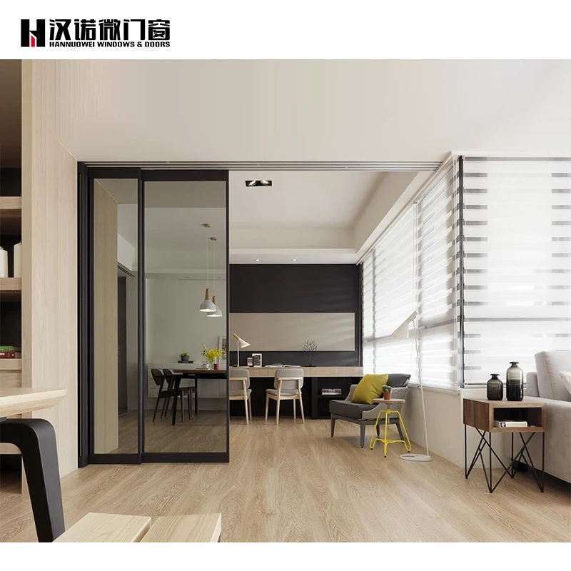 Art Deco Style Sliding Door Glass Slim Frame Automatic   Sliding Door For Balcony New Design Night View