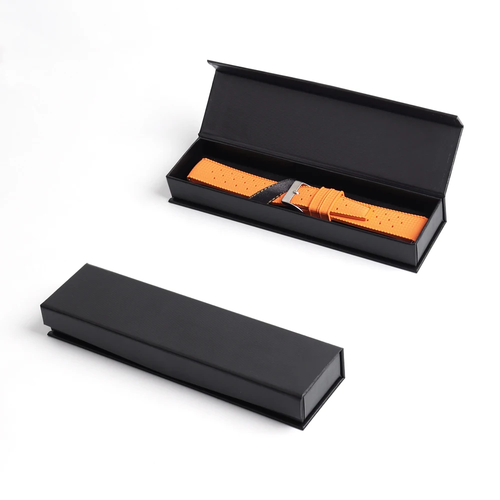 High Quality Black Rigid Cardboard Boxes For Watchband Storage Luxury Gift Paper Box Watch Strap Case Packaging