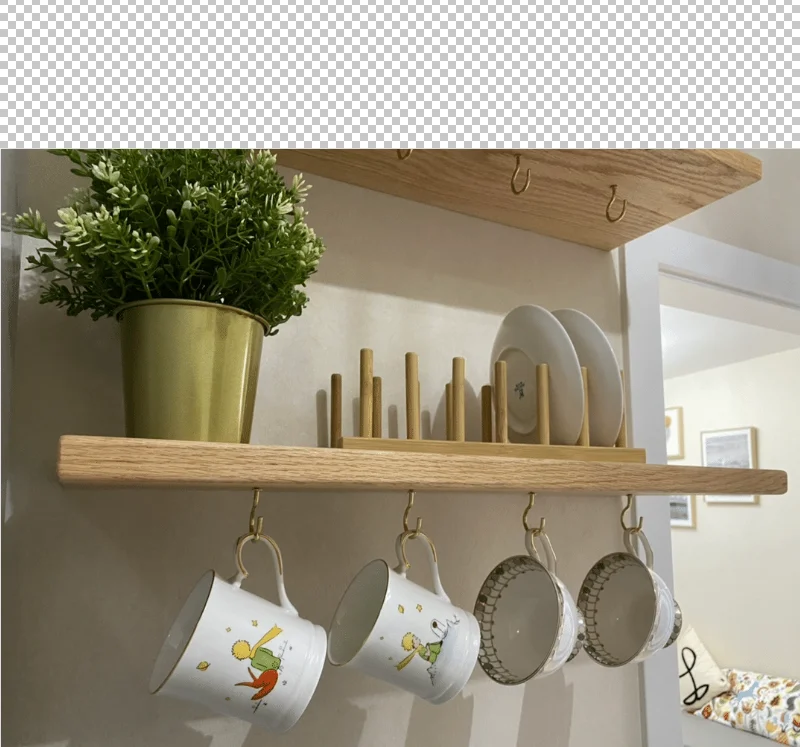 Red oak beech black walnut original solid wood hook word divider kitchen storage cup shelf Shelving board DIY