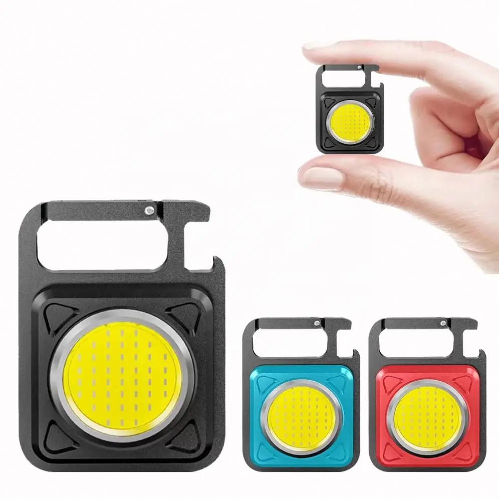 KY Rechargeable Mini Keychain Pocket Work Flashlight Portable 800 Lumen COB Keychain LED Light With Bottle Opener And Magnet
