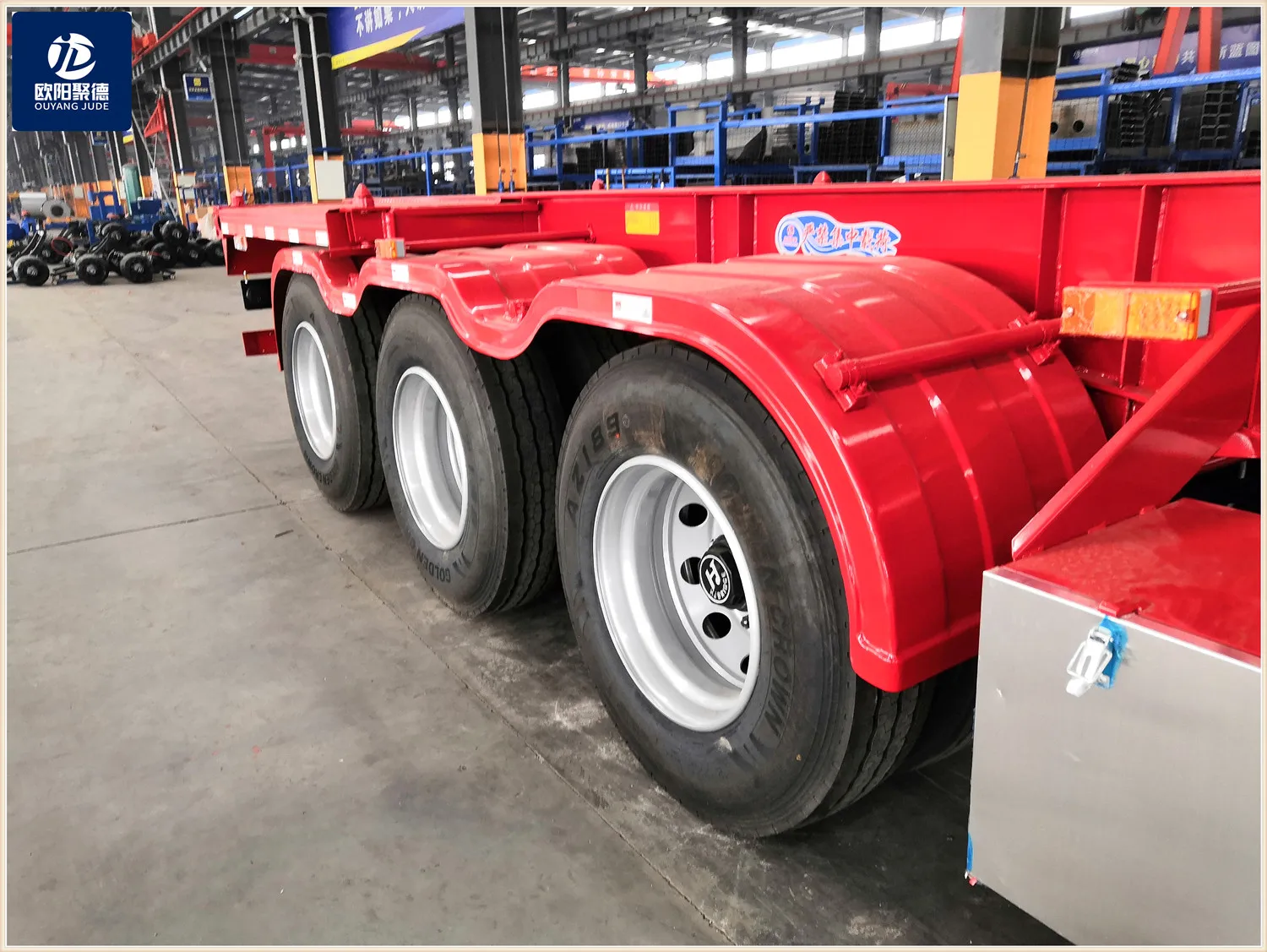 OYJD Trailers newest  2axles 40ft flatbed trailer skeleton chassis use 40ft containers with 12sets twist locks transport on sale