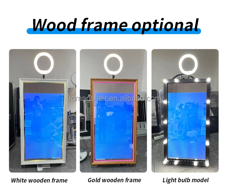 Portable Selfie Wedding 65 inch magic mirror photo booth kiosk machine led frame enclosure wedding party For Sale Popular