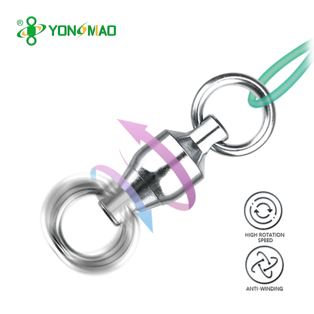 YM1804 BALL BEARING SWIVEL WITH SOLID RING High quality wholesale Fishing Snap Swivel Stainless Steel eyes ball bearing Swivels