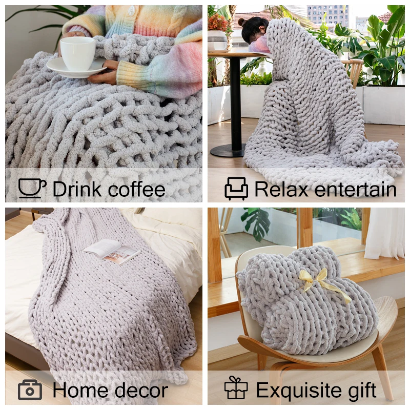 Pophorn Drop Shipping Heavy Fur Decorative Throw Pillow Weighted Blanket Cover Greenhouse Thermal Comfy Chenille Blanket