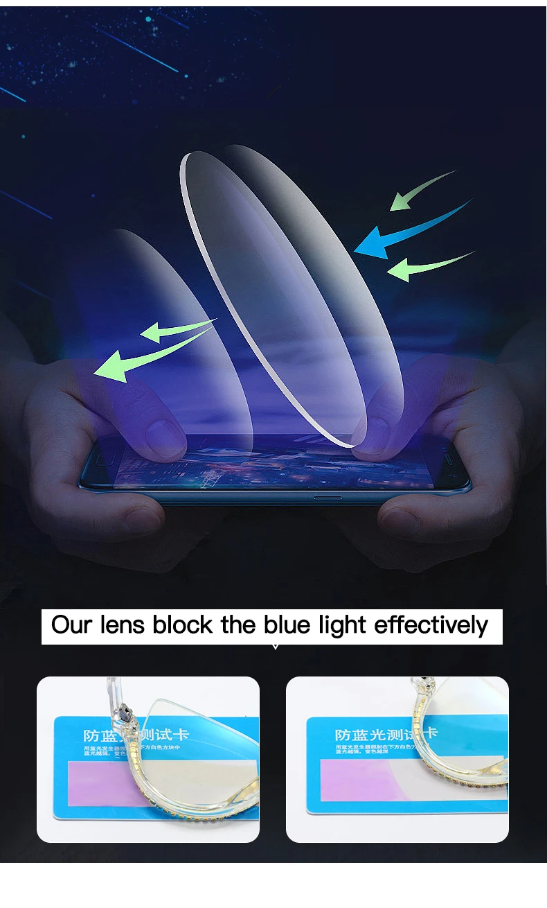 fashion PC cateye diamond woman blue light blocked shinny half rim optical glasses eyeglasses frame