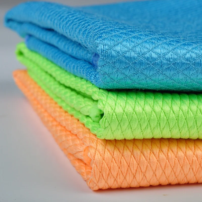 Microfiber cloth Fish Scale Glasses Kitchen Dish Anti-grease Wiping Rags Towels Household Cleaning Cloths New Design
