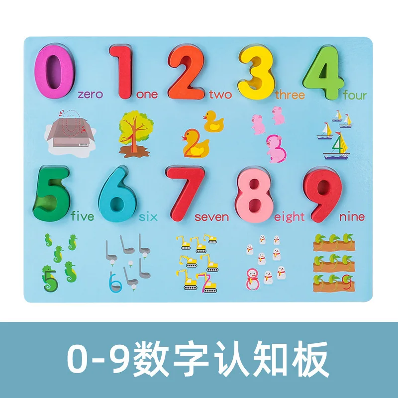 TS Wooden Alphabet Puzzles ABC Upper Case Letter and Number Puzzle Wood Montessori Learning Board Educational Toys for Toddlers