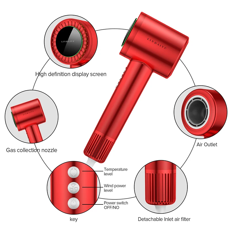 LDY Professional Hair Dryers Constant Temperature Concentrator Nozzle 4-gear Temp Cold/hot Air Hand Dryer for Hair Electric