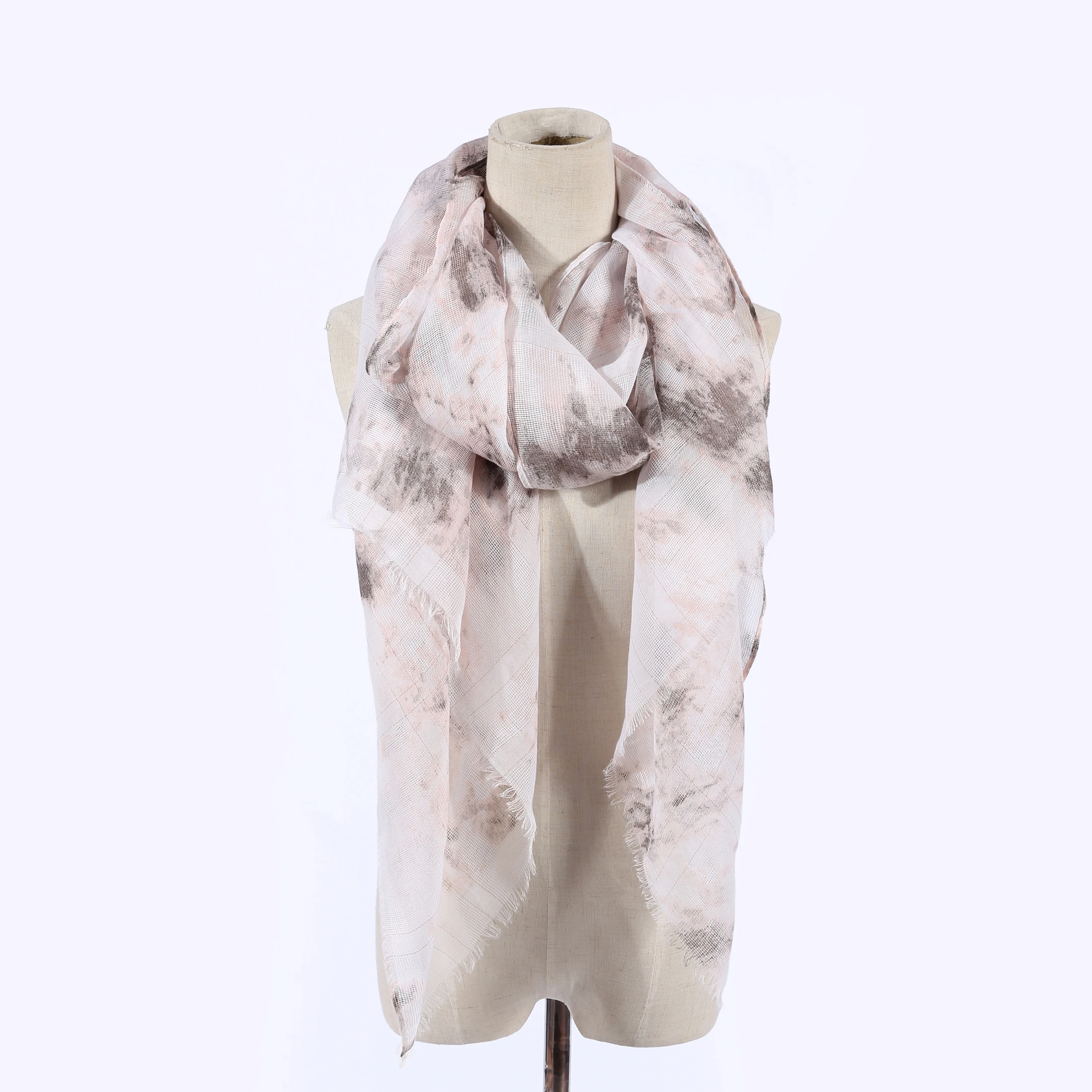 OEM ODM New Design Wholesale Custom viscose lurex tie dye pattern print  long scarf shawl for women