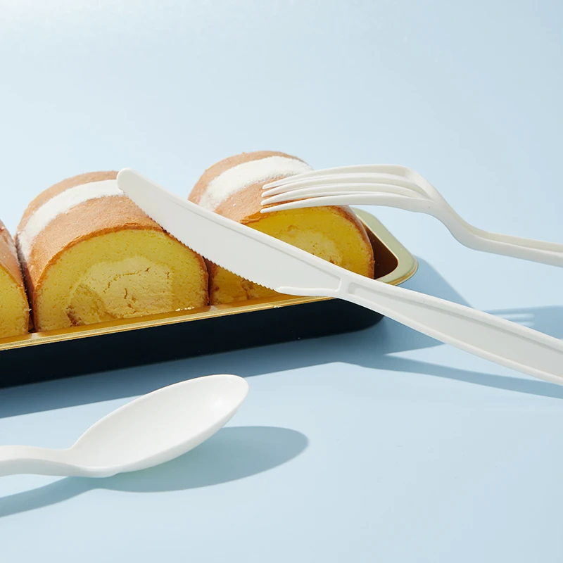 Natural Biodegradable Thickened  Corn Starch Spoon/Forks/Knives Disposable Cutlery Set