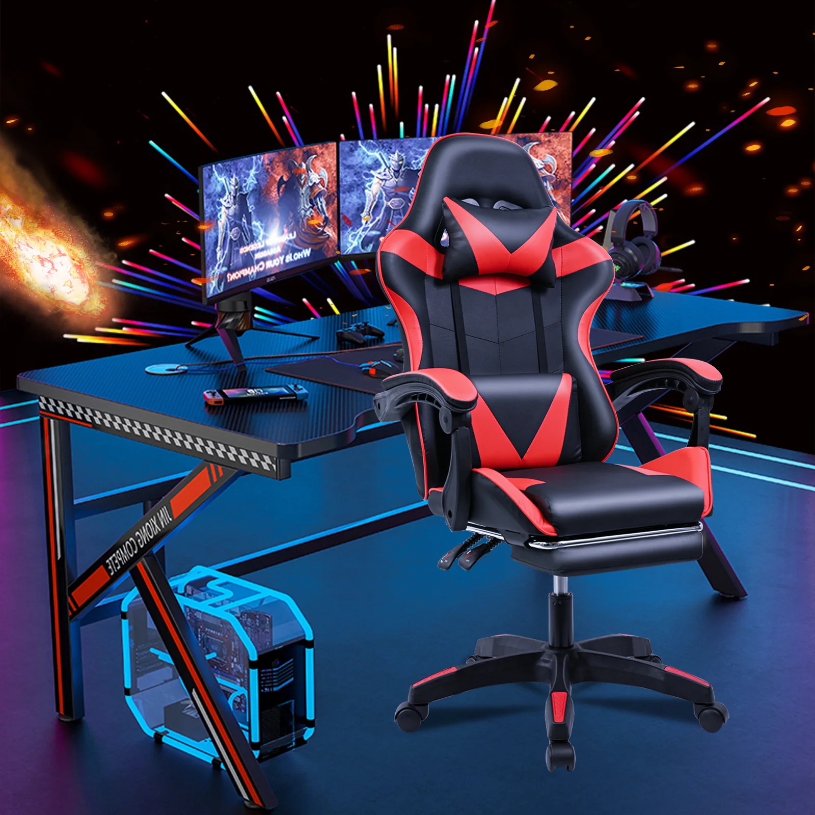 Wholesale High back Office chair Ergonomic PC computer Gaming Chair with Head and Lumbar Pillows Swivel Racing Chair