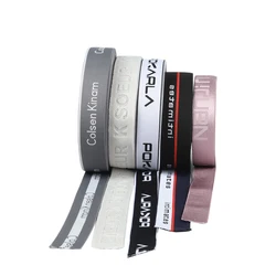 Fashion custom fold over knitted polyester nylon jacquard pattern elastic band stregth webbing strap antislip rubber