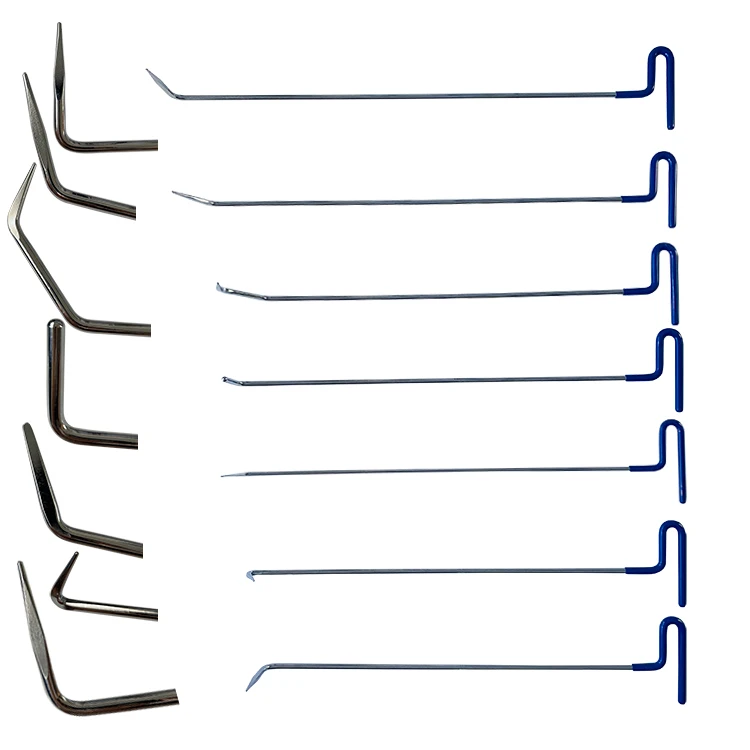 Blue 13PCS Auto Body PDR Hail Puller Thick Strong Crowbar Repair Tools Rod Hooks Car Dent Repair Kit