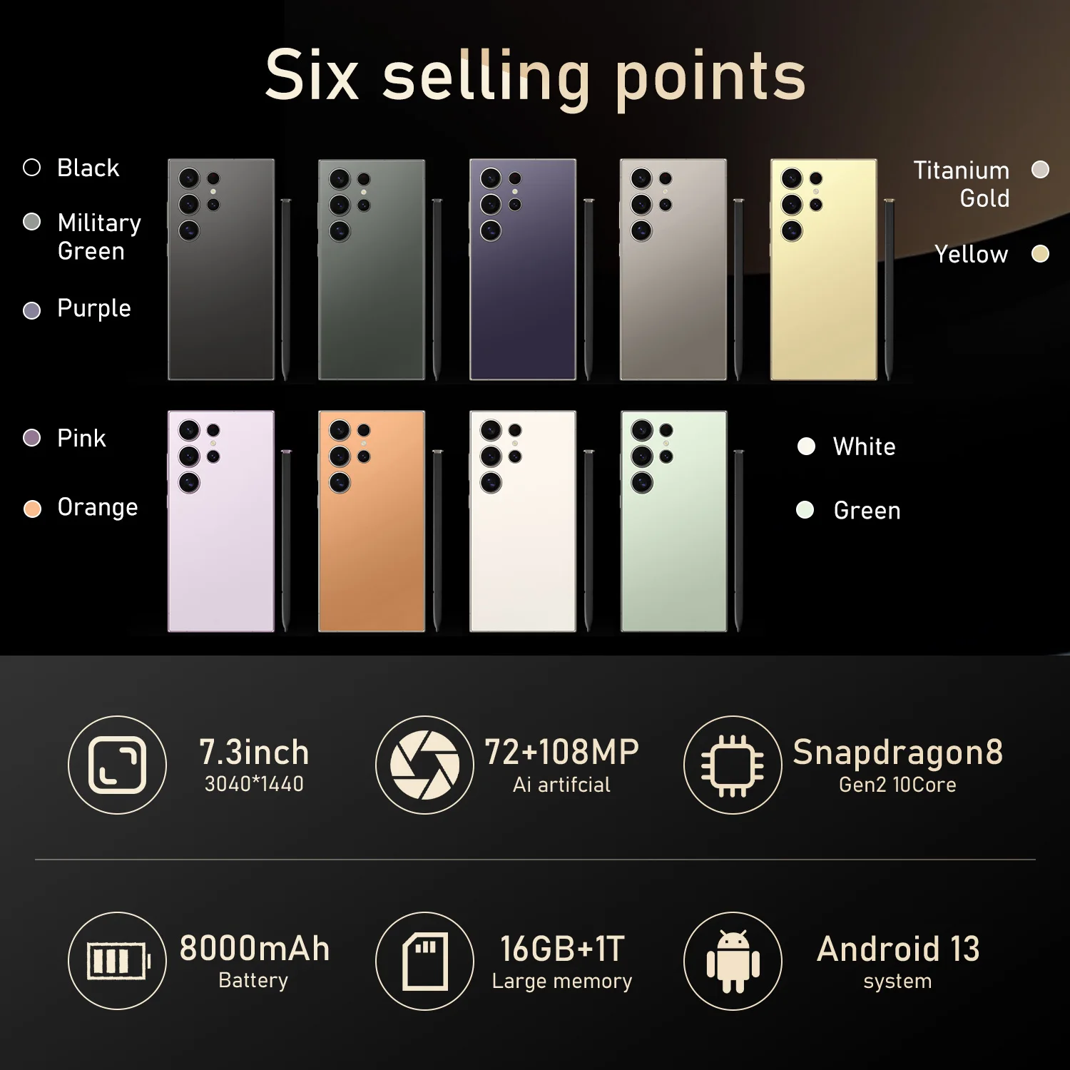 High Quality Original S23 Ultra Unlocked 16+1TB 5g Clone Cellphone 6.8inch 5G Smartphone dual sim Mobile Phones For S24 Ultra